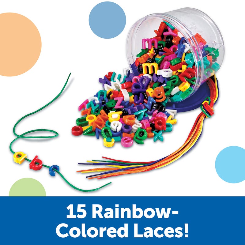 Learning Resources أحرف خيط الحروف الصغيرة من موارد التعلم - 275 قطعة، للأعمار 3 سنوات فما فوق، ألعاب تعليم الأبجدية للأطفال، خرز الحروف للأطفال، مستلزمات التعليم المنزلي، خرز الأبجدية، التهجئة المبكرة، مستلزمات العودة إلى المدرسة - Image 3